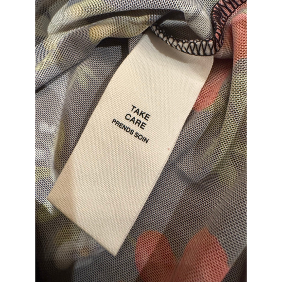 AVEC LES FILLES Black Floral Short Sleeve Tee XS - Picture 4 of 6